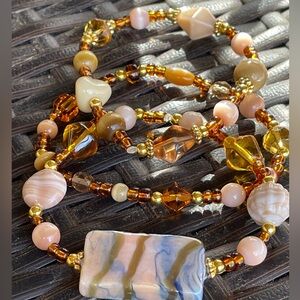 ✔️✔️Set of 3 Amber Glass Stretch Bracelets